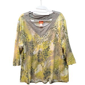 Hearts Of Palm Womens Blouse Multi-Color Size 2X Polyester Blend Stretch